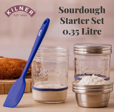Kilner Sauerteig Starterset mit 2 Gläsern Messdeckel Spatel Pizza Brot