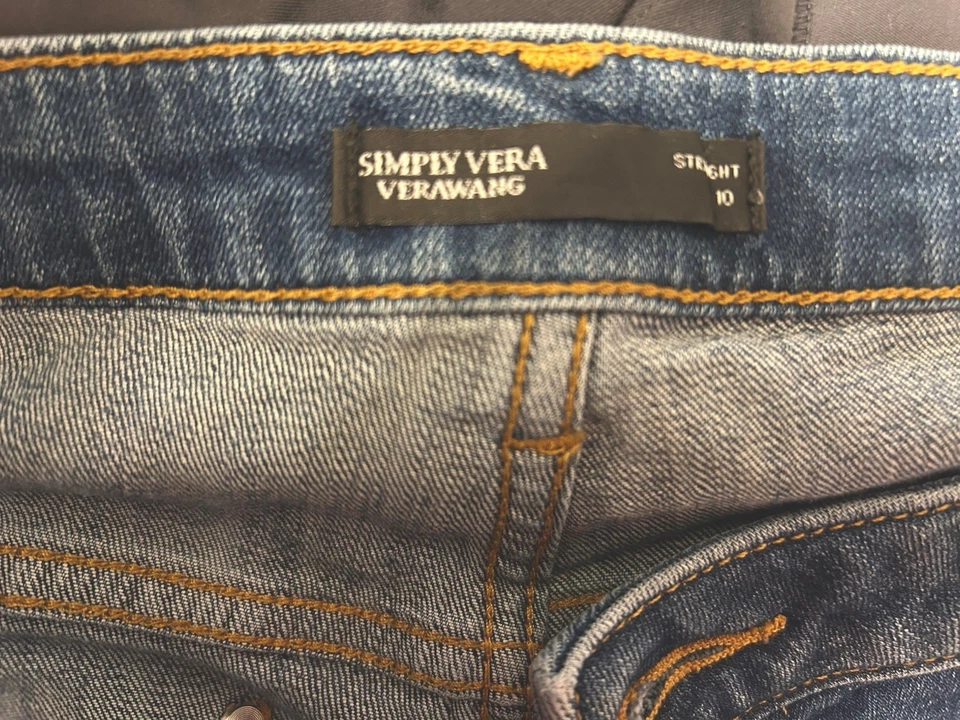 Pantalones de mezclilla elásticos de pierna recta para mujer Simply Vera Wang talla 10 azules Foto 4 de 4