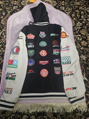 Formula 1 F175 Varsity Jacket XS Black/White Hooded Snap Patches MPN F175251BA image 2