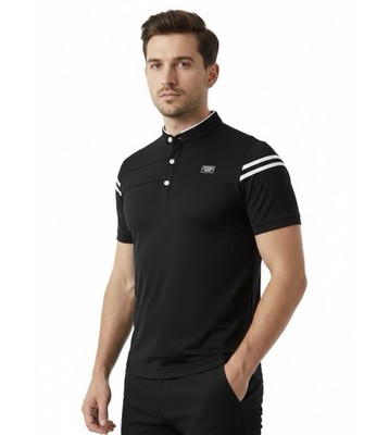 Men's Short Sleeve Polo Shirt, Solid Color Casual T-Shirt with Pockets
