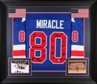 1980 USA Hockey 19 Autos Craig, Eruzione, Broten Signed Blue Framed Jersey BAS