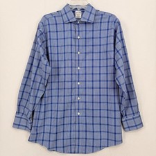 Brooks Brothers Regent Men  s 16-33 Blue Plaid Dress Shirt Non Iron Supima Cotton