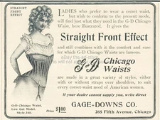 1901 Gage Downs Chicago Waist Corset Straight Front Effect Antique Clothing Ad