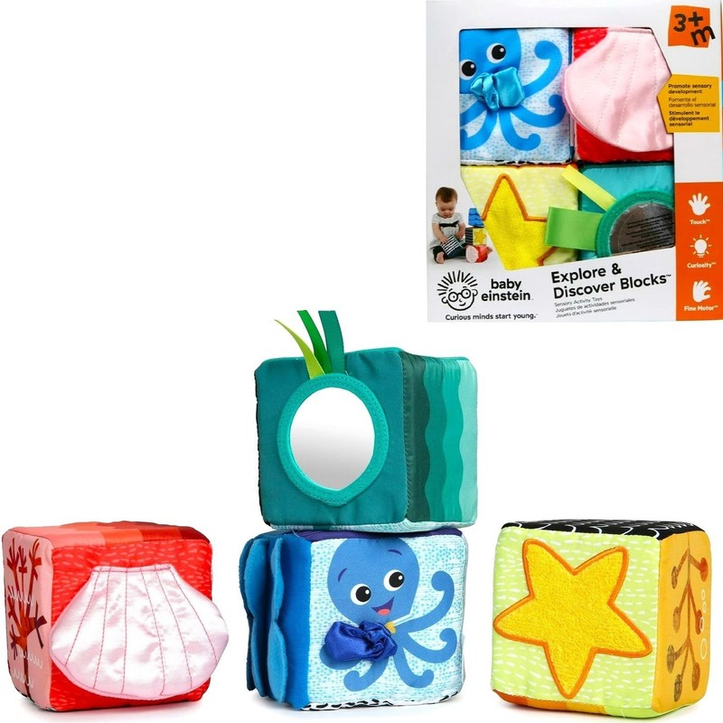 BABY EINSTEIN Explore & Discover SOFT BLOCKS Sensory Activity Age 3+ Mos ~ New