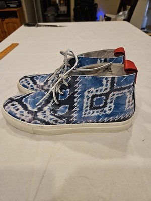 Del Toro Chukka High Top Men s Blue/white Made in Italy Casual Shoes Sz 12 312