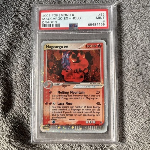 2003 POKEMON EX DRAGON #95 MAGCARGO EX-HOLO PSA 9 Lovely SWIRL 💫