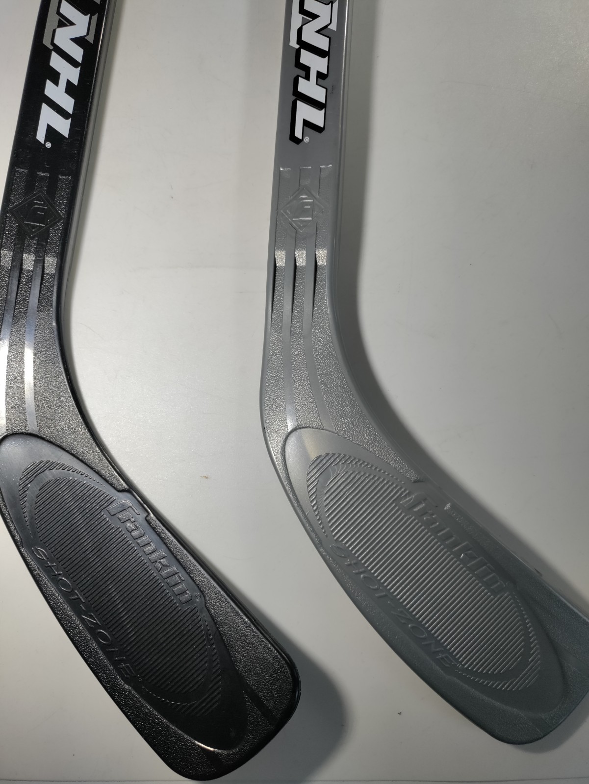Vtg Franklin Pair Of Silver And Black Mini Stick NHL Hockey SHOT-ZONE Right/Left