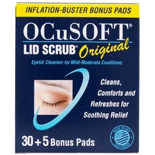 OCuSOFT Lid Scrub Original 30 Count Eyelid Cleanser with 5 Extra Pads (Inflation