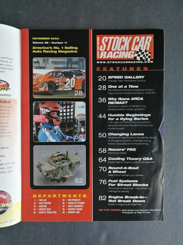 Stock Car Racing Magazine November 2003 Tony Stewart - 223 - Picture 2 of 2