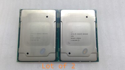 Lot of 2 Intel Xeon Bronze 3104 CPU Processor (1.7 GHz 6-Core 6-Thread LGA3647)