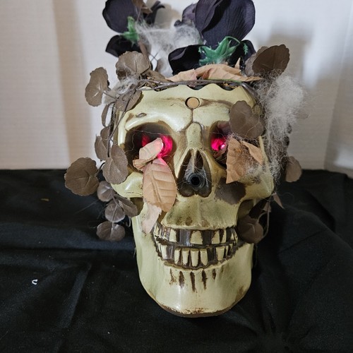 Gemmy Halloween Skull Animated Dancing Dark Purple Roses Motion Activated Musica - Picture 8 of 23
