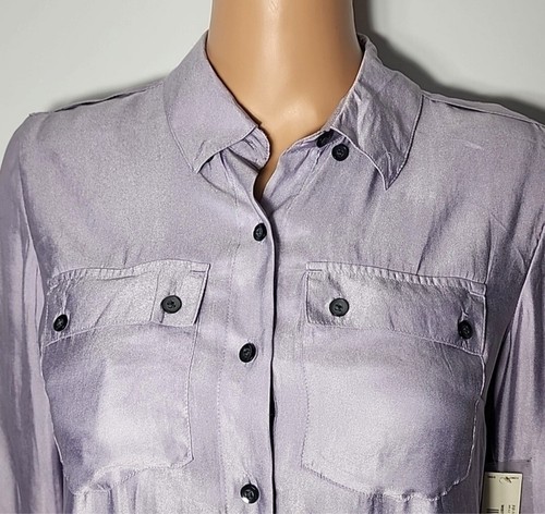 I RONSON Women Purple lilac Long Sleeve Button-Down Shirt Size XS NWT - Picture 3 of 10