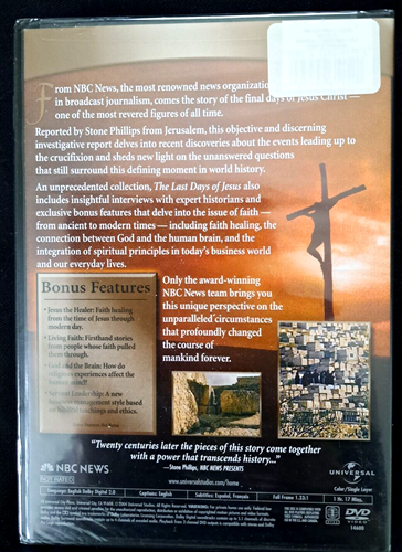 NBC News Presents - The Last Days of Jesus - DVD By Stone Phillips NEW Easter - Afbeelding 2 van 3