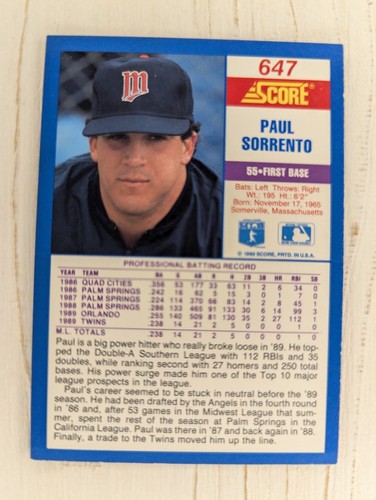 1990 Score Baseball Card Singles - Mix & Match cards to save up to 40% off!! - Picture 402 of 436