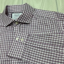 Charles Tyrwhitt Mens Dress Shirt 16 41 Purple Check Long Sleeve Extra Slim