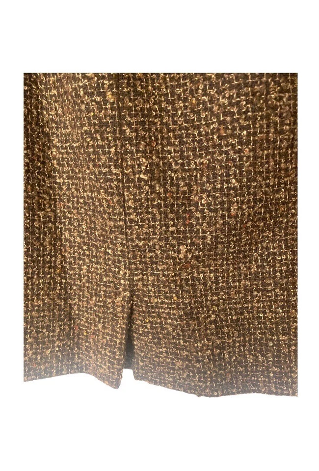 复古 Mixit 女式 8 码棕色奶油粗花呢裙羊毛混纺直学院风 — 第 4/4 张图片