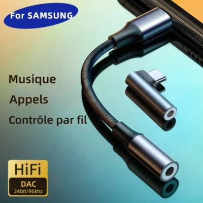 Câble Adaptateur Type C vers Jack 3,5mm Universel pour Samsung Galaxy, iPhone...