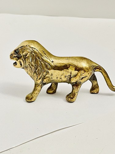 Vintage Roaring Brass Lion Figure Mid Century Modern MCM 4.5" wide X 2.75" tall - Picture 4 of 10