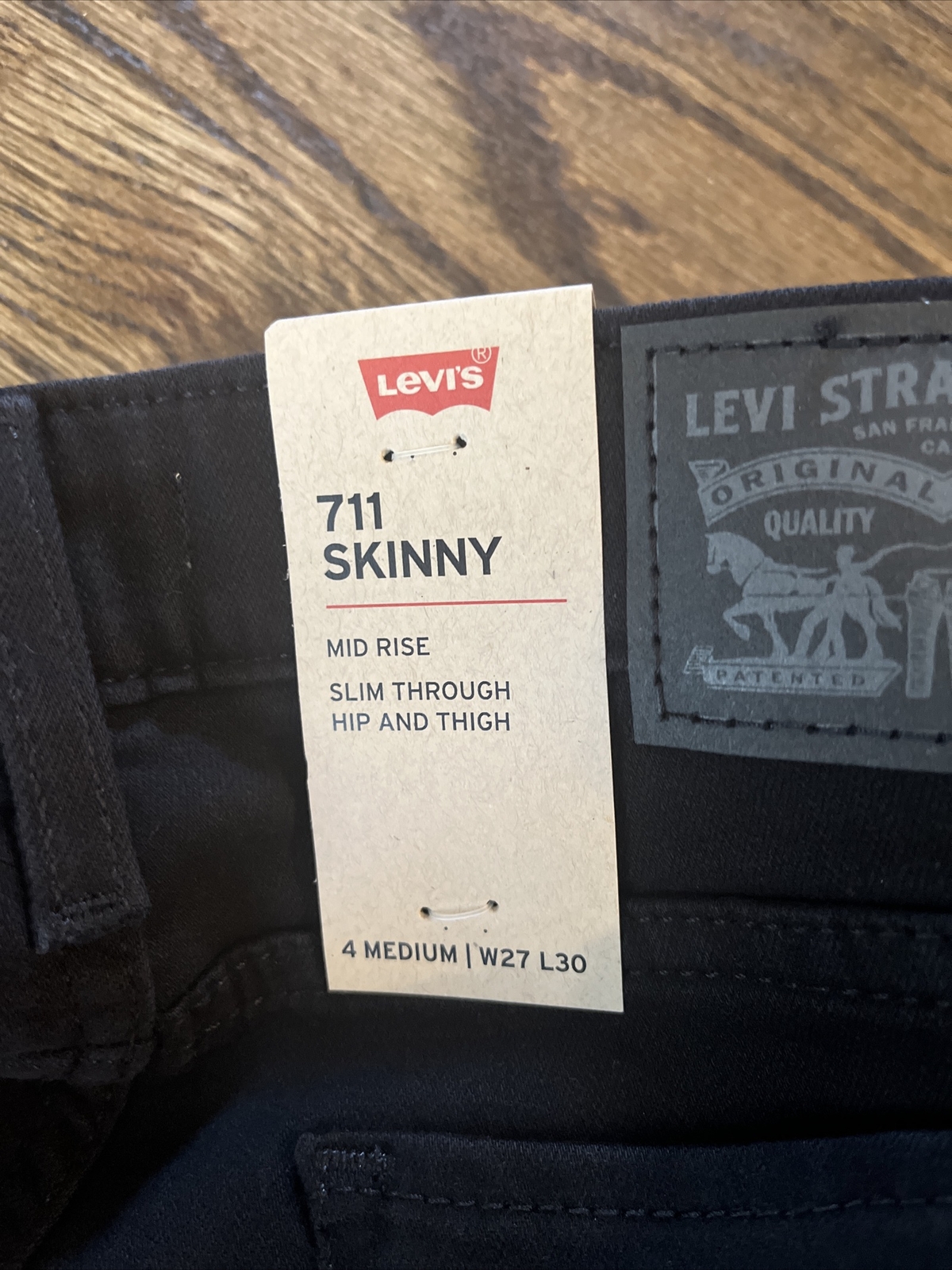 Levi's Womens 711 Skinny Jeans Black Denim Size 4M Waist 28 New - View 11