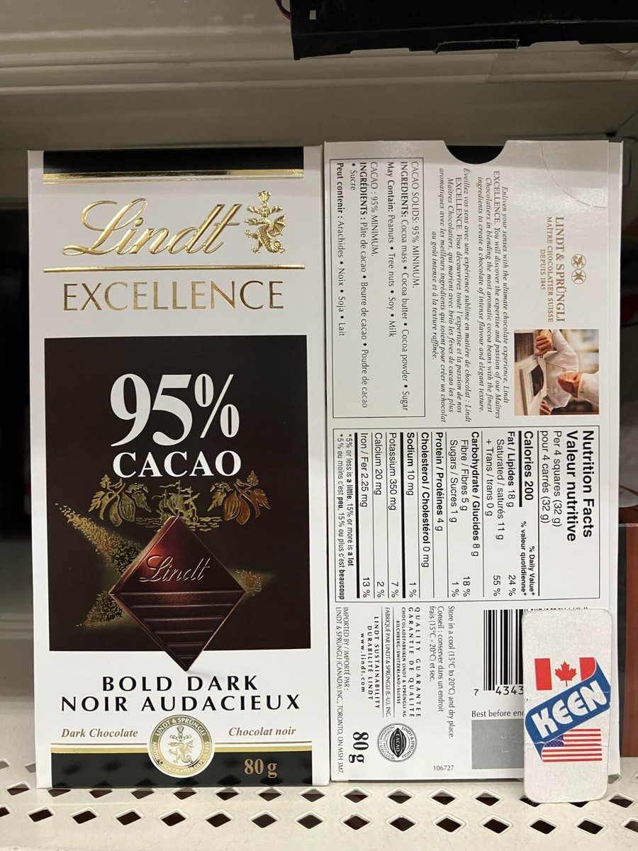 Lindt EXCELLENCE 95% Cacao Dark Chocolate Bar, 80 G, Exp:2026SE | eBay