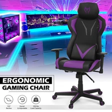 Yellow Racing Gaming Computer Chair Office Leather Swivel Seat w/Lumbar Support