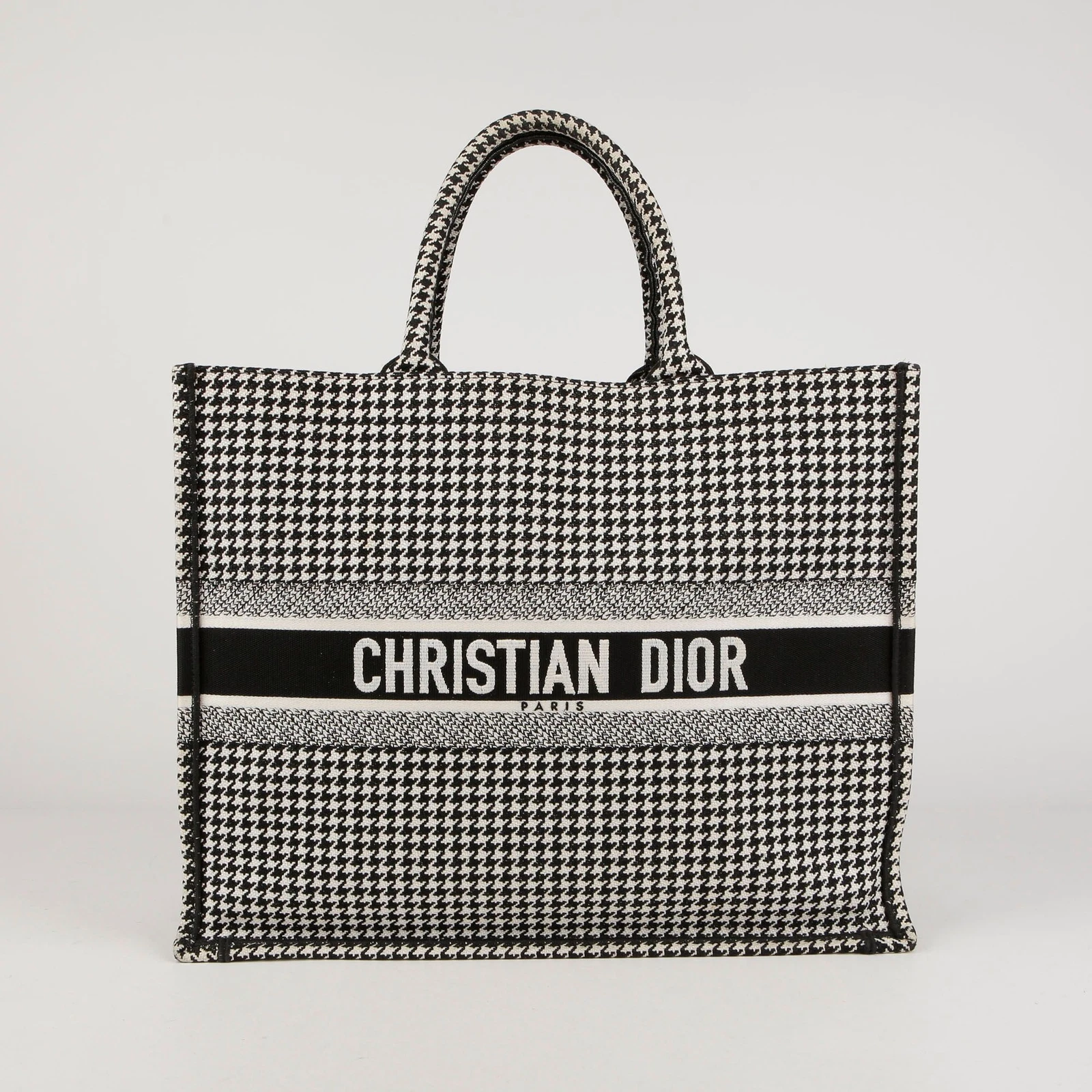 Grand sac fourre tout Dior noir et blanc pied de poule brodé livre 1286ZRPI 54891761