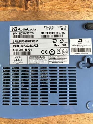 ➡️✅ AudioCodes MP202 MP-202 MP 202 Gateway GGWV00255 MP202B/2S/SIP 💶 - Afbeelding 2 van 2