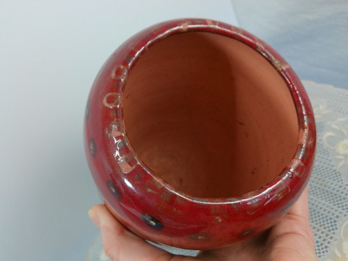 Jarrón cilíndrico de arcilla de gres cerámica arte estudio esmalte rojo sangre de colección - Imagen 12 de 21