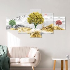 Arte astratta da parete vista bosco - quadro cinque cornici - arredo casa