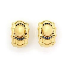 Piaget Sapphire 18k Yellow Gold Movable Ball Dome Post Clip Earrings