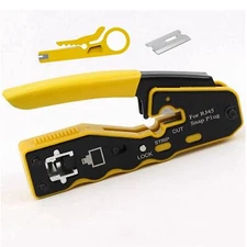 RJ45 Pass Through Crimper Crimps CAT5/5e CAT6/6a CAT7 Shielded and Unshielded...