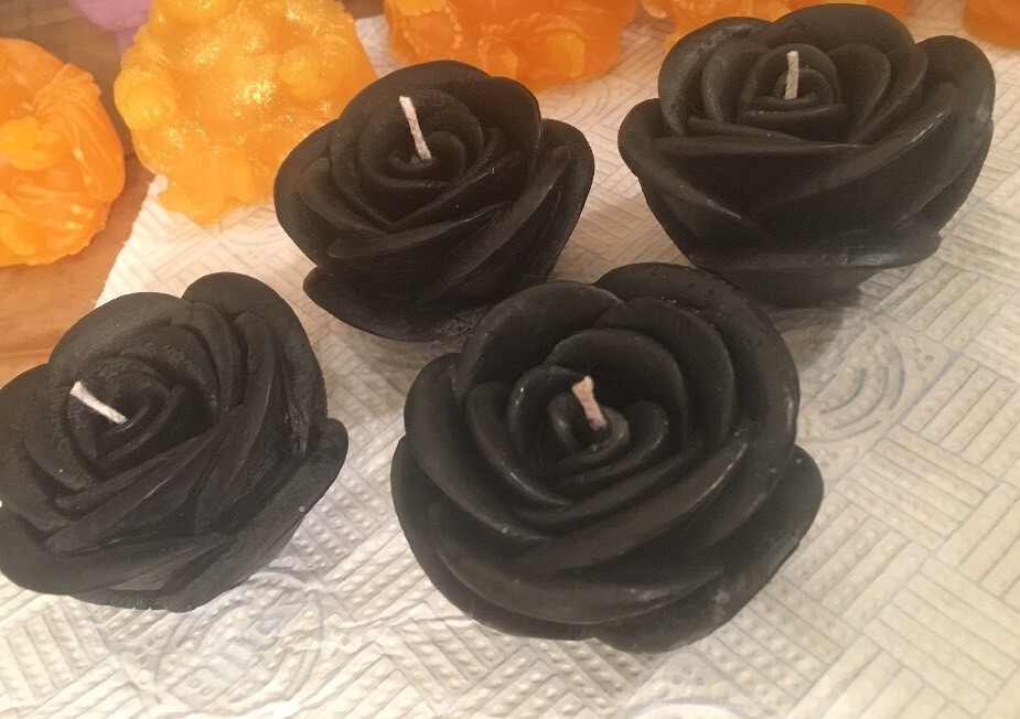 Custom Handmade Scented Ornamental Rose Shaped Candle Blacksmall eBay