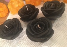 Custom Handmade Scented Ornamental Rose Shaped Candle Black-small