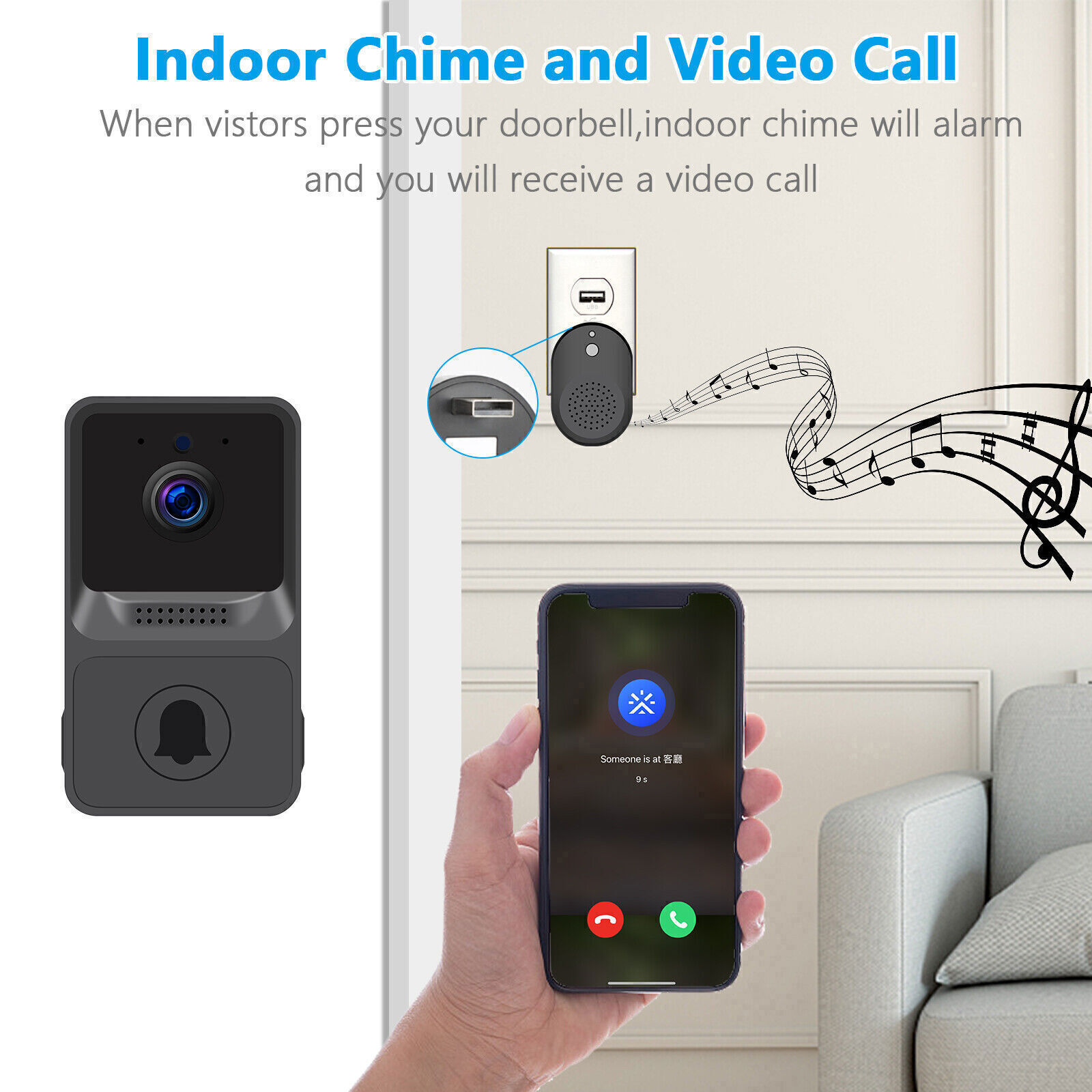 Ring Doorbell Camera Wireless Smart WiFi Video Security Door