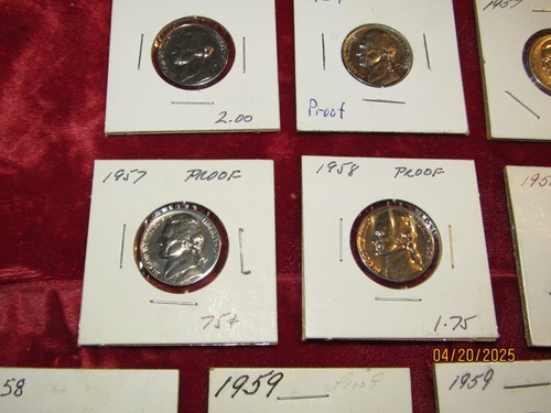 10 proof 1954-1959 Jefferson Nickels United States of America Coins SUPER clean - 第 6/20 張圖片