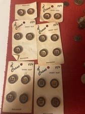 Vintage 5/8” Hand Carved  Ivory Nut Buttons, lot of 19 Made  In Equator