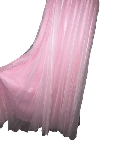 Vintage 60s Mike Benet Formal Beaded Sheer Chiffon Gown Dress 8 Pink Pearl - Picture 2 of 9