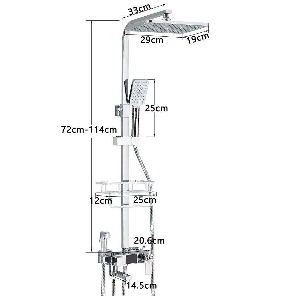 Thermostat Duschsystem LED Edelstahl Duschset Duscharmatur Duschkopf Handbrause - Bild 2 von 4