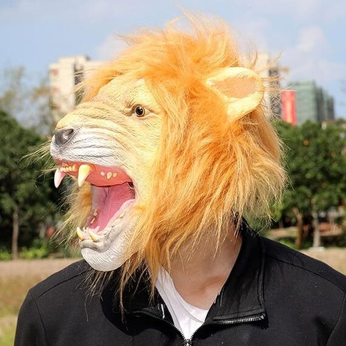 Plush lion latex mask, party mask - Picture 8 of 13