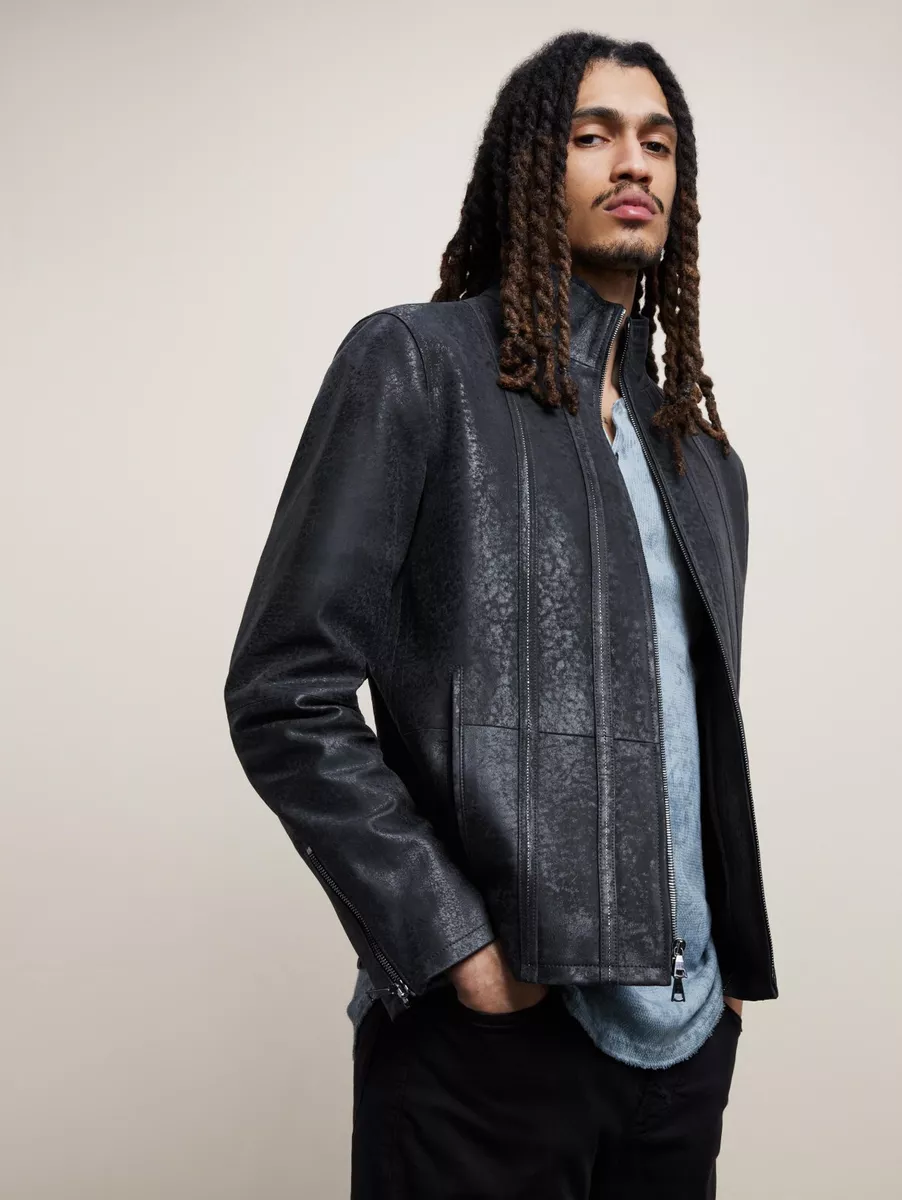 $2198 Brand New John Varvatos Collection Spruce Black Leather Jacket