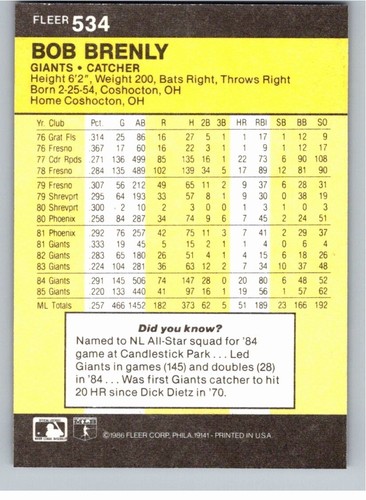 1986 Fleer Baseball Complete Your Set You Pick Choose #496 - 660 - Picture 79 of 295