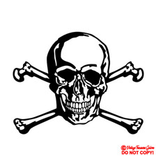 SKULL AND CROSSBONES Vinyl Decal Sticker Car Truck Window Wall Bumper PIRATE JDM
