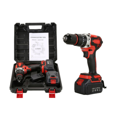 710W Cordless Impact Hand Drill Screwdriver Electric Drill Kit with 2 Battery