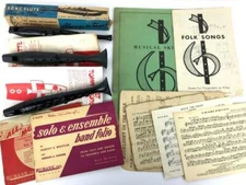 Vintage C Flute Recorder Lot Tommy Tonette Fitchhorn Song Sheet Music Books