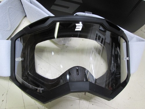 SHOT RACING GOGGLES + 30 TEAROFFS / MX MOTOCROSS BMX ATV UTV KART - BLACK+WHITE - Picture 2 of 11