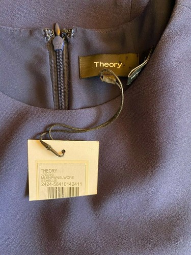 Nuevo con etiquetas Vestido en Capas Theory Malkan P Winslow Crepe en Mar Azul Talla 10 - Imagen 10 de 11