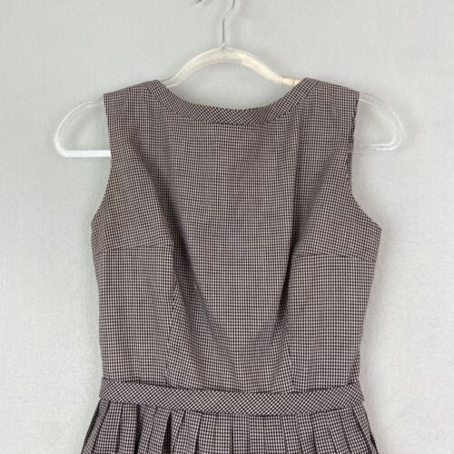 Lanz Dress Size 8 10 Brown Gingham Check Midi Length Trad Wife Summer - Picture 2 of 7
