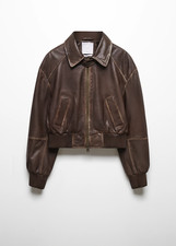 Mango LEATHER BOMBER JACKET
