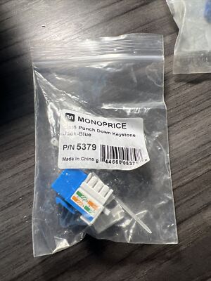 Cat6 Punch Down Keystone Jack - Blue | 110 Type IDC, 90 Degree Connection