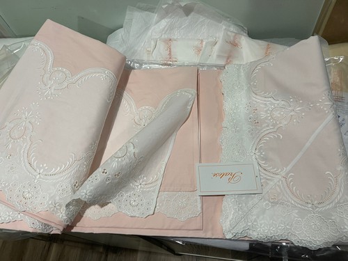 $4800 Pratesi Italy NWT 1pc Queen Duvet Cover Fontana di Trevi Pink/White Lace